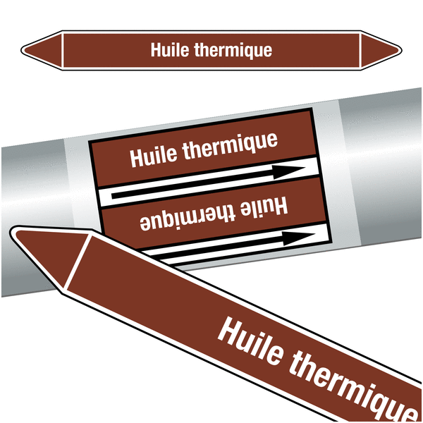Marqueurs de tuyauteries CLP "Huile thermique" (Liquides inflammables)