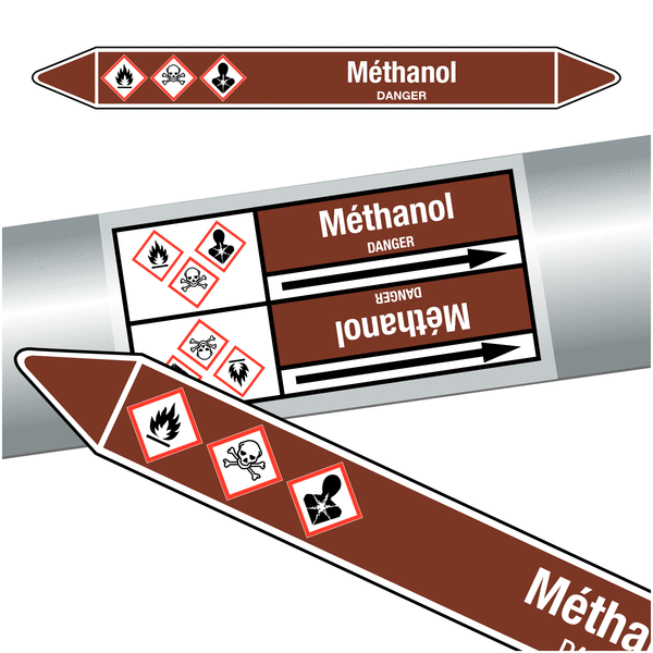 Marqueurs de tuyauteries CLP "méthanol" (Liquides inflammables)
