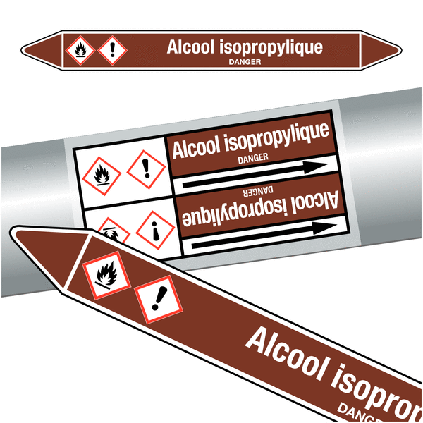 Marqueurs de tuyauteries CLP "Alcool isopropylique" (Liquides inflammables)