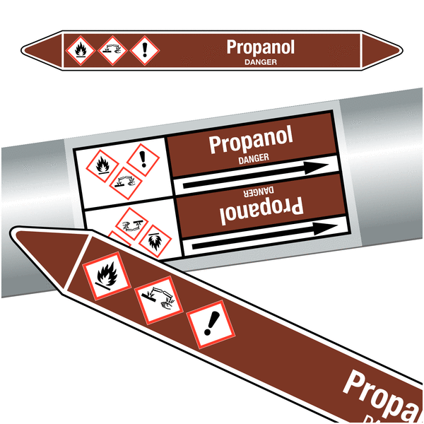 Marqueurs de tuyauteries CLP "Propanol" (Liquides inflammables)