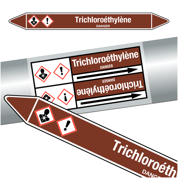 Marqueurs de tuyauteries CLP "Trichloroéthylène" (Liquides inflammables)
