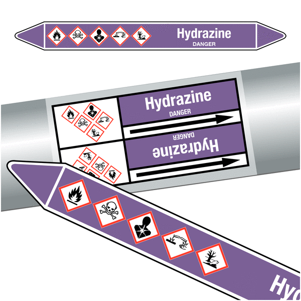Marqueurs de tuyauteries CLP "Hydrazine" (Acides et bases)