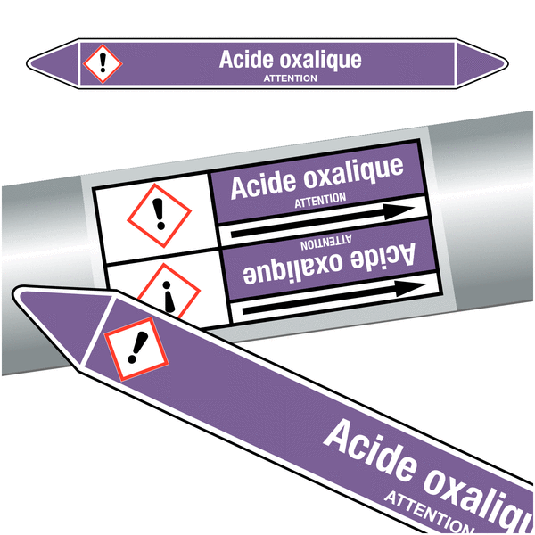 Marqueurs de tuyauteries CLP "Acide oxalique" (Acides et bases)