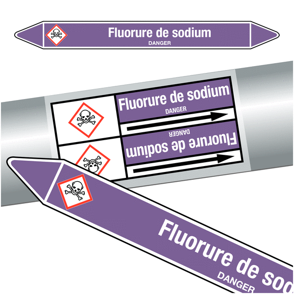Marqueurs de tuyauteries CLP "Fluorure de sodium" (Acides et bases)