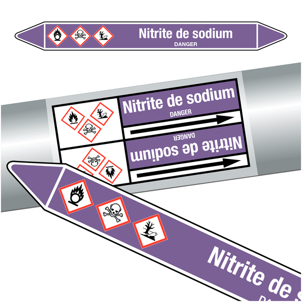 Marqueurs de tuyauteries CLP "Nitrite de sodium" (Acides et bases)