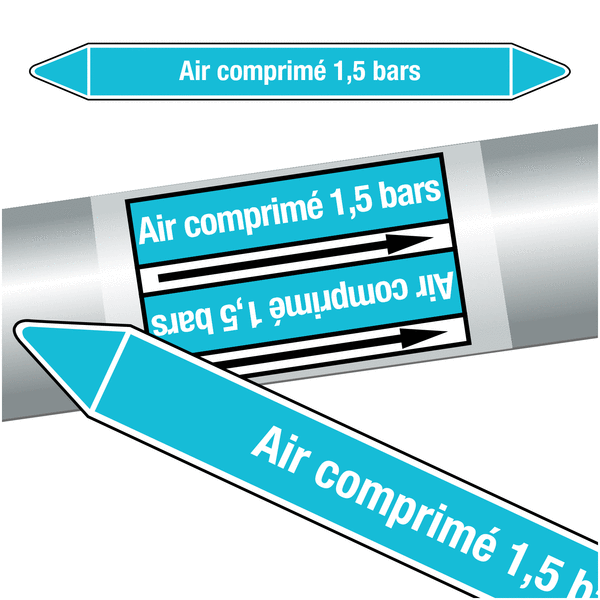 Marqueurs de tuyauteries CLP "Air comprimé 1,5 bars" (Air)