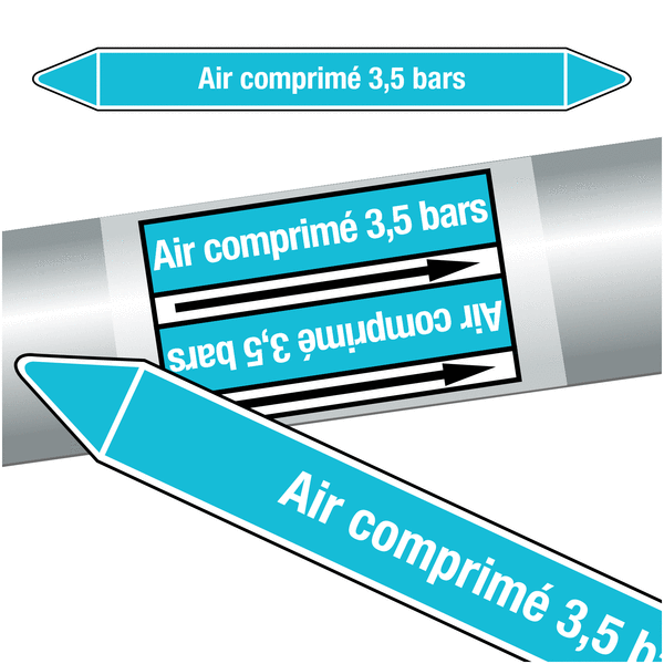 Marqueurs de tuyauteries CLP "Air comprimé 3,5 bars" (Air)