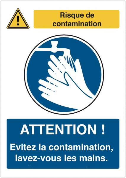 Panneau adhésif "Lavage des mains obligatoire"