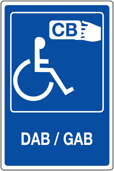 Panneau mural "Distributeur automatique accessible handicapés - DAB/GAB"