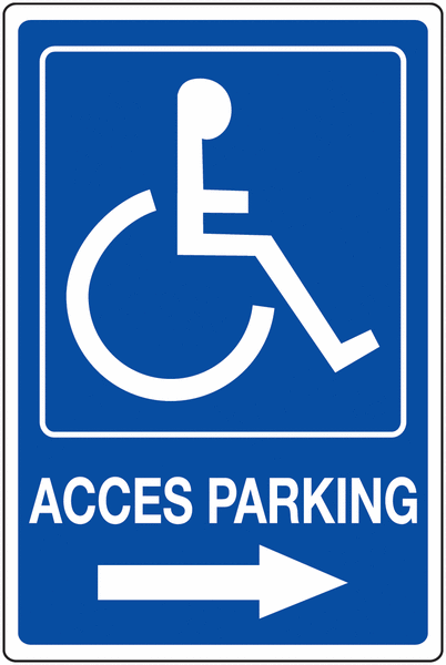 Panneau Accès parking Handicapés à droite