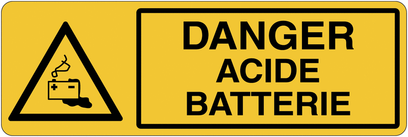 Panneau de charge de batterie - Danger acide batterie
