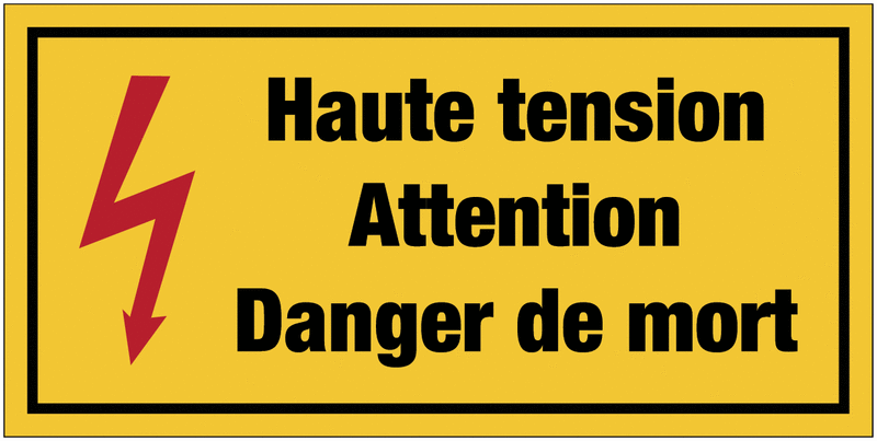 Panneaux de danger électrique rectangulaires - Haute tension attention danger de mort
