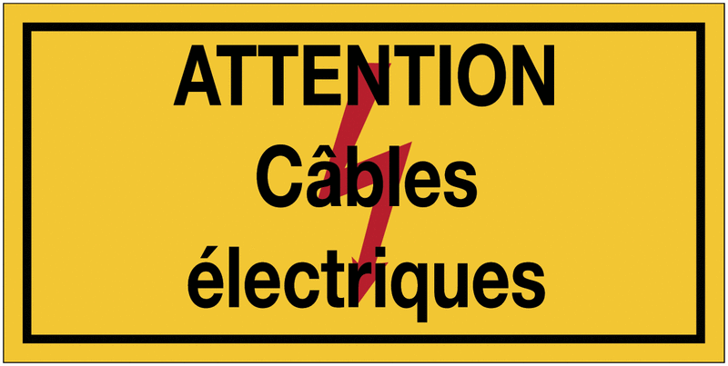 Panneaux de danger électrique rectangulaires - Attention câbles électriques