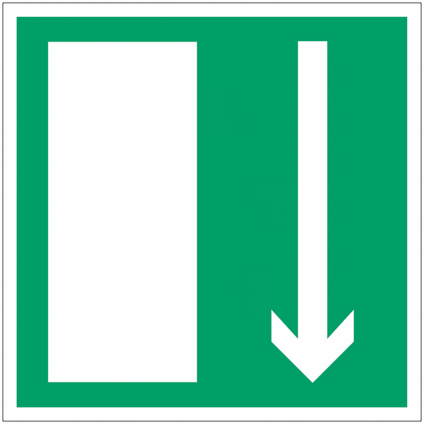 Panneaux d'évacuation et de secours carré "Issue de secours, flèche directionnelle en bas ou en haut"