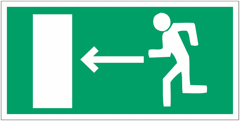 Panneaux d'évacuation et de secours photoluminescent "Homme qui court, flèche à gauche"