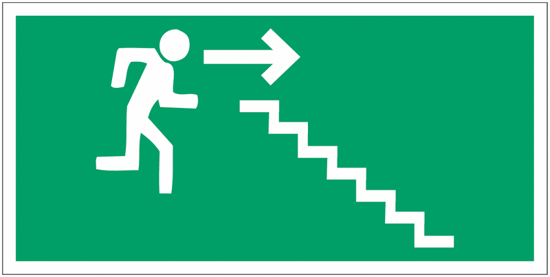 Pictogramme escaliers de secours "Descendre - flèche à droite"