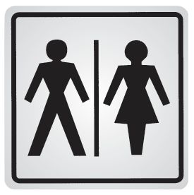 Panneau d'information adhésif en acier "Toilettes homme et femme"