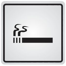 Panneau d'information adhésif en acier "Autorisation de fumer"