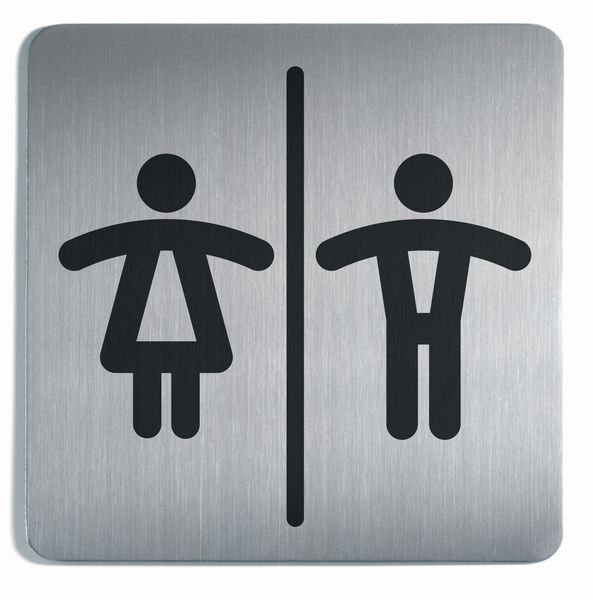 Panneau d'information design carré "Toilettes homme et femme"