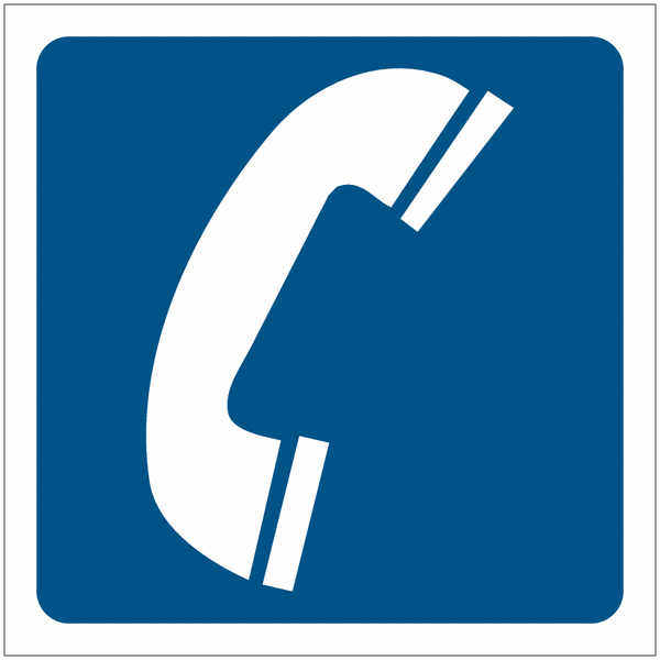 Pictogramme avec fond bleu pour indication "Téléphone"