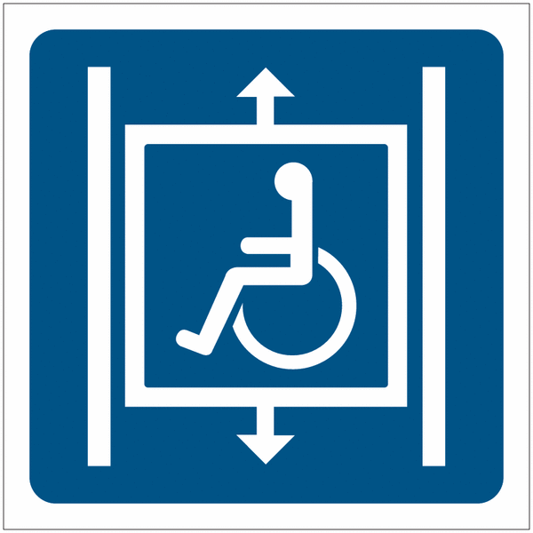 Pictogrammes de signalisation "Ascenseur accessible aux fauteuils roulants"