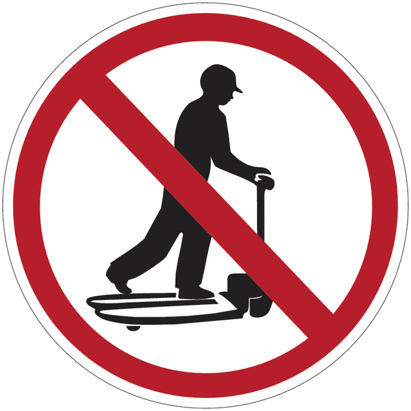 Panneaux d'interdiction "Ne pas monter sur les chariots"