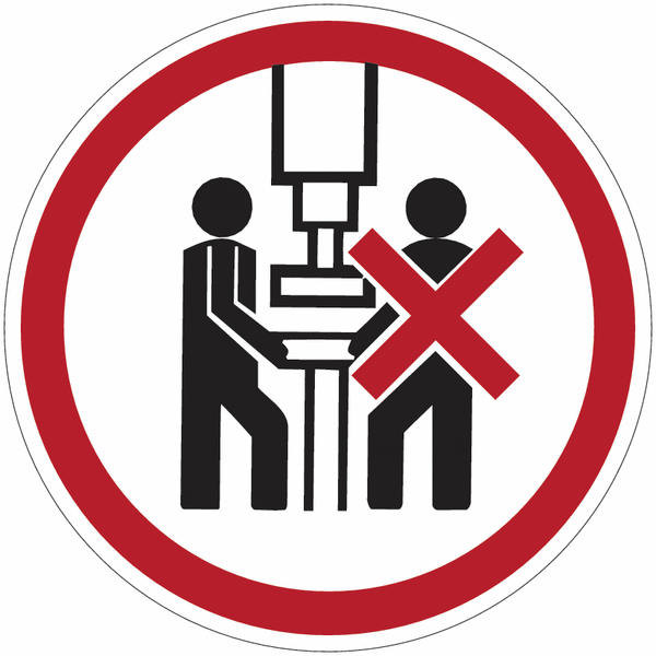 Panneau d'interdiction "Interdiction de travailler à deux sur la machine"