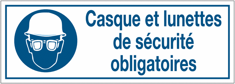 Panneaux d'obligation rectangulaires - Casque et lunettes de sécurité obligatoires