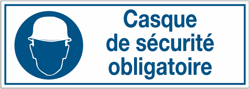 Panneaux d'obligation rectangulaires - Casque de sécurité obligatoire