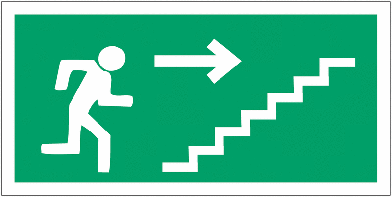 Panneau en polycarbonate escaliers de secours "Monter - Flèche à droite"