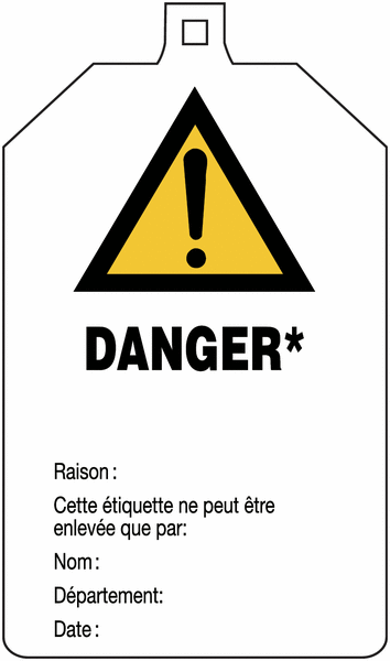 Plaquette de sécurité "Danger général - Danger" à compléter