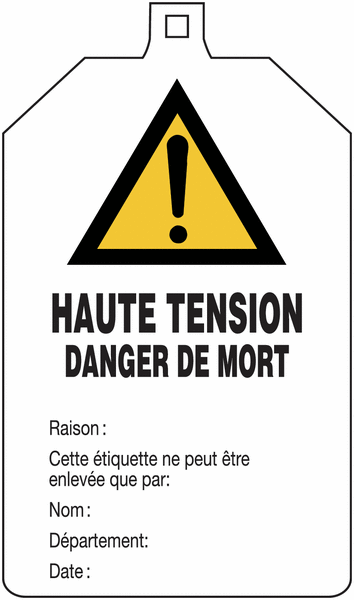 Plaquette de sécurité "Danger général - Haute tension danger de mort" à compléter