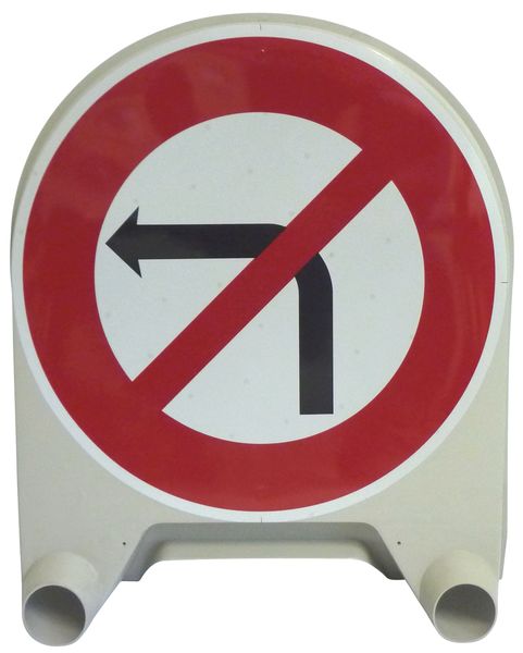 Panneau de signalisation temporaire en polypropylène "Interdiction de tourner à gauche à la prochaine intersection"