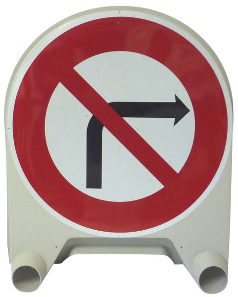 Panneau de signalisation temporaire en polypropylène "Interdiction de tourner à droite à la prochaine intersection"