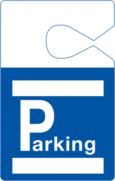 Badges parking personnalisables en PVC à suspendre au rétroviseur