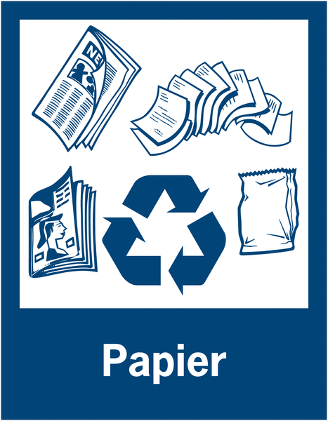 Panneaux de signalisation "Tri sélectif des déchets" pour Papiers