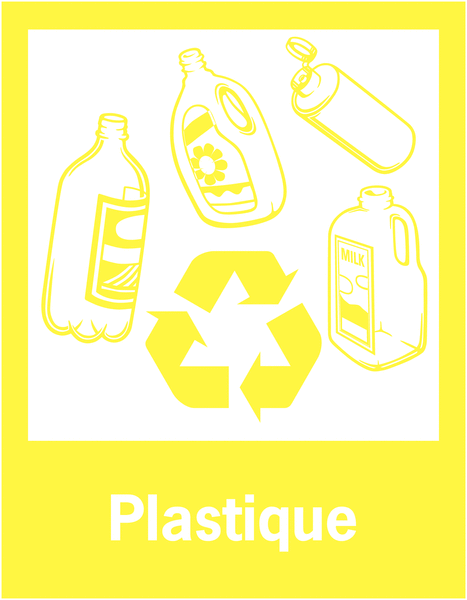 Panneaux de signalisation "Tri sélectif des déchets" pour Plastique