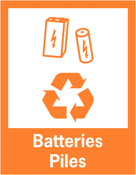 Panneaux de signalisation "Tri sélectif des déchets" pour Batteries et Piles