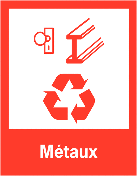 Panneaux de signalisation "Tri sélectif des déchets" pour Métaux