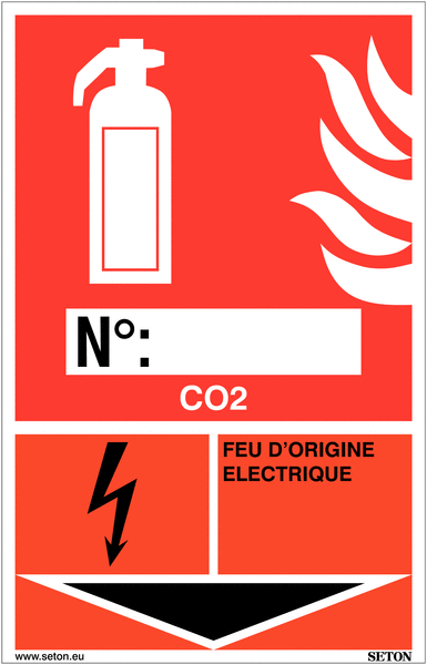 Panneaux d'identification extincteurs - CO2, feu d'origine électrique