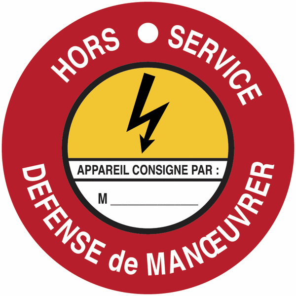 Disques de condamnation magnétiques "Danger électricité - Défense de manœuvrer Hors service"