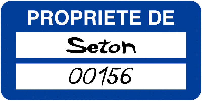 Etiquettes auto-laminantes Seton-Seal "Propriété de "