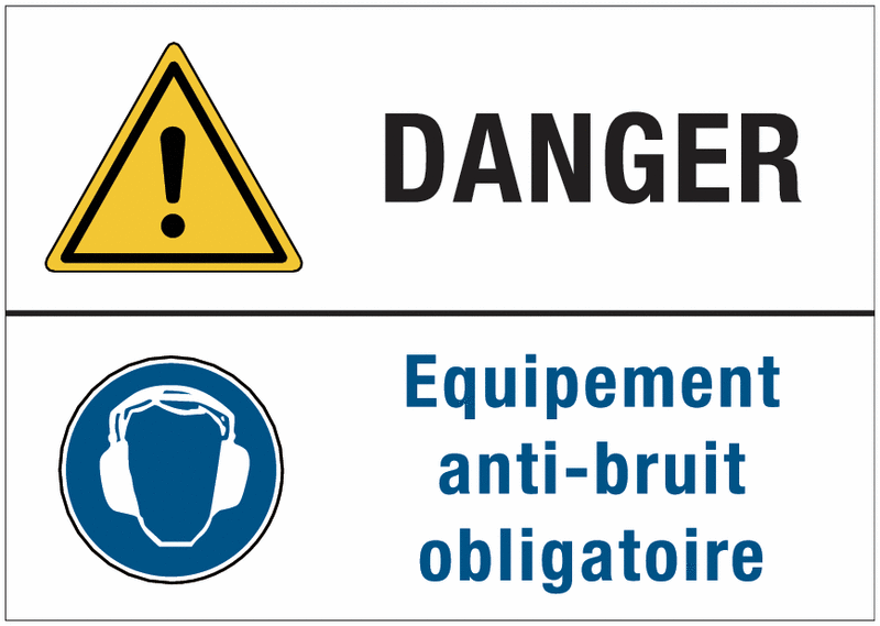 Panneaux duos - Danger - Equipement anti-bruit obligatoire