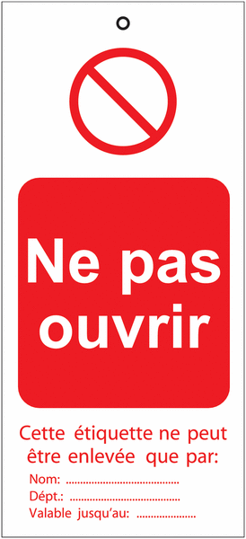 Plaquettes de condamnation avec texte "Ne pas ouvrir"