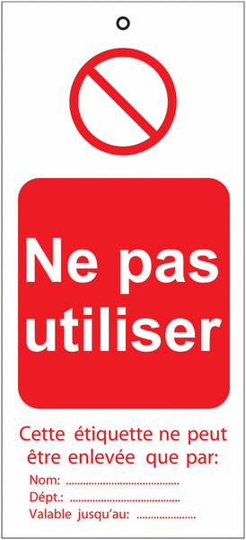 Plaquettes de condamnation avec texte "Ne pas utiliser"