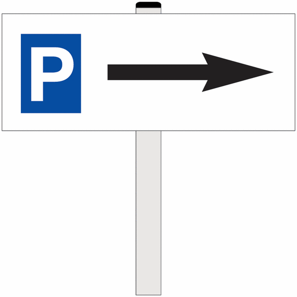 Panneau Parking flèche à droite sur poteau