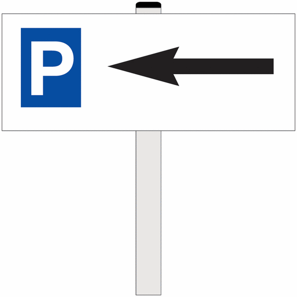 Panneau Parking flèche à gauche sur poteau
