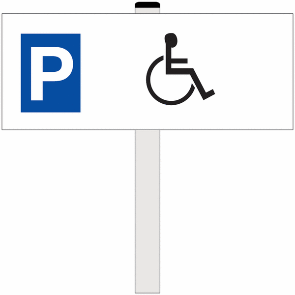 Panneau parking pour personnes handicapées sur poteau