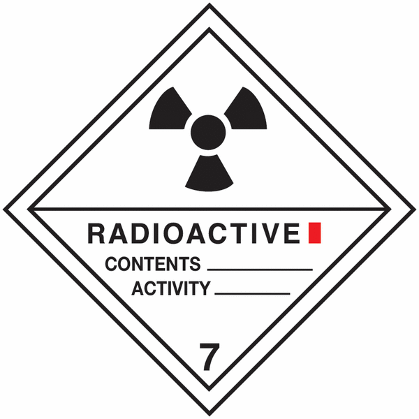 Etiquettes de transport international "Matières radioactives, catégorie I" en rouleau
