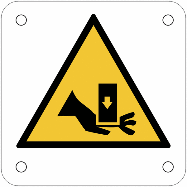 Plaques de signalisation pour machines "Danger, risque d'écrasement de la main"